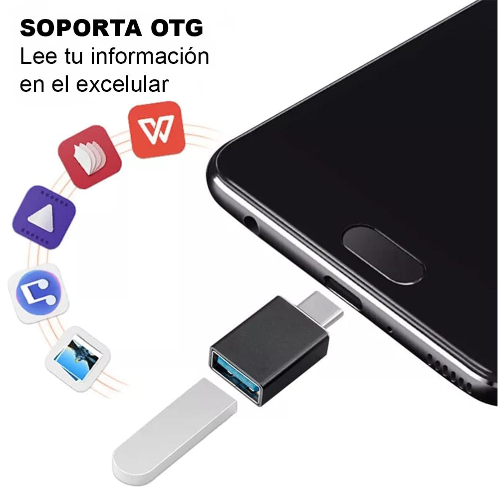 Adaptador USB a Tipo C Adaptador de Cable OTG Convertidor Rápido Profesional