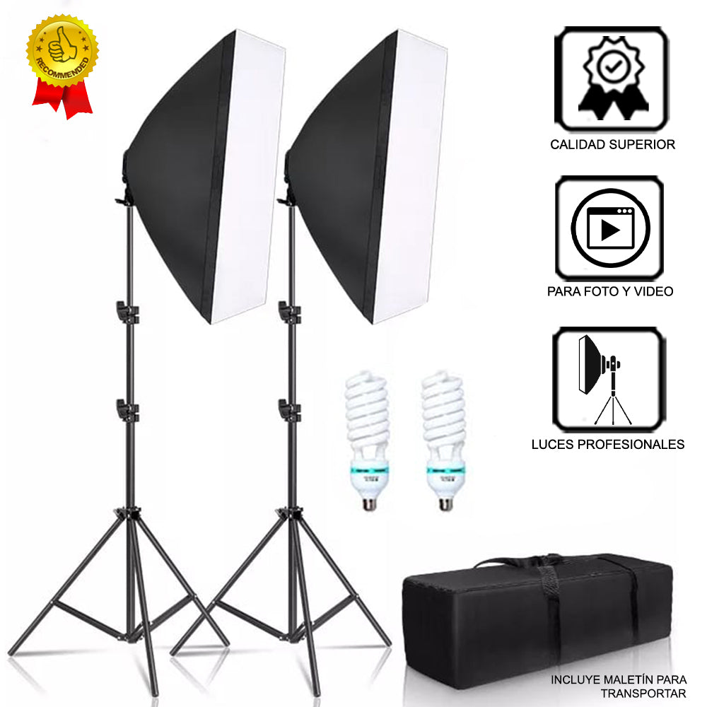 Kit de Iluminación Soft Box para Fotografía y Video con Parantes Profesional FYI260011 Interlud