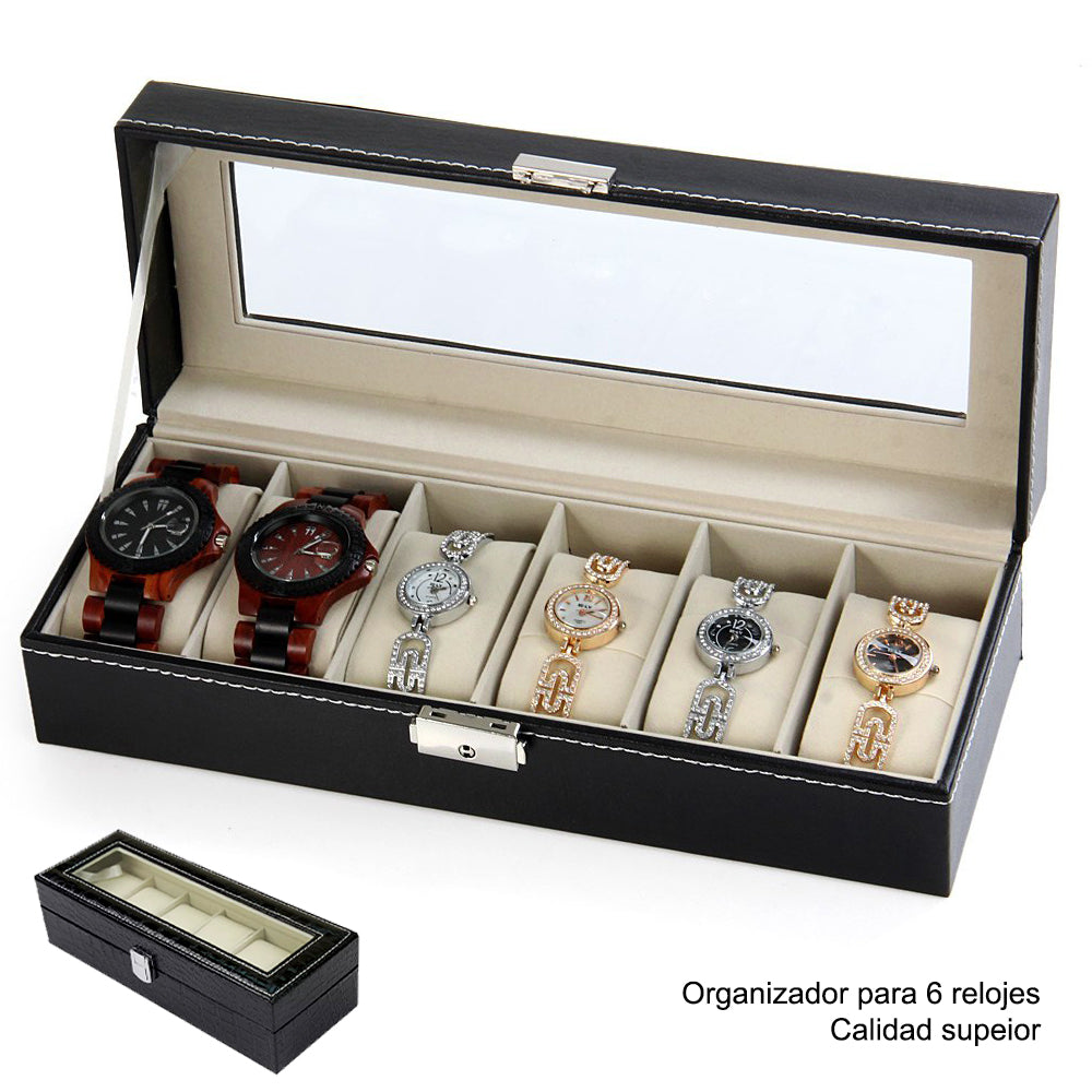 Maletín Caja Organizadora para 6 Relojes con Llave MDA290017 Negro
