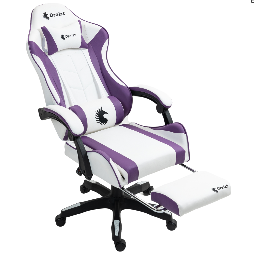 Silla Gamer Ergonómica Dreizt Shine Series Purpura y Blanco Con Posapies Reclinable