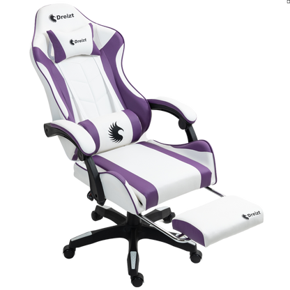 Silla Gamer Ergonómica Dreizt Shine Series Purpura y Blanco Con Posapies Reclinable