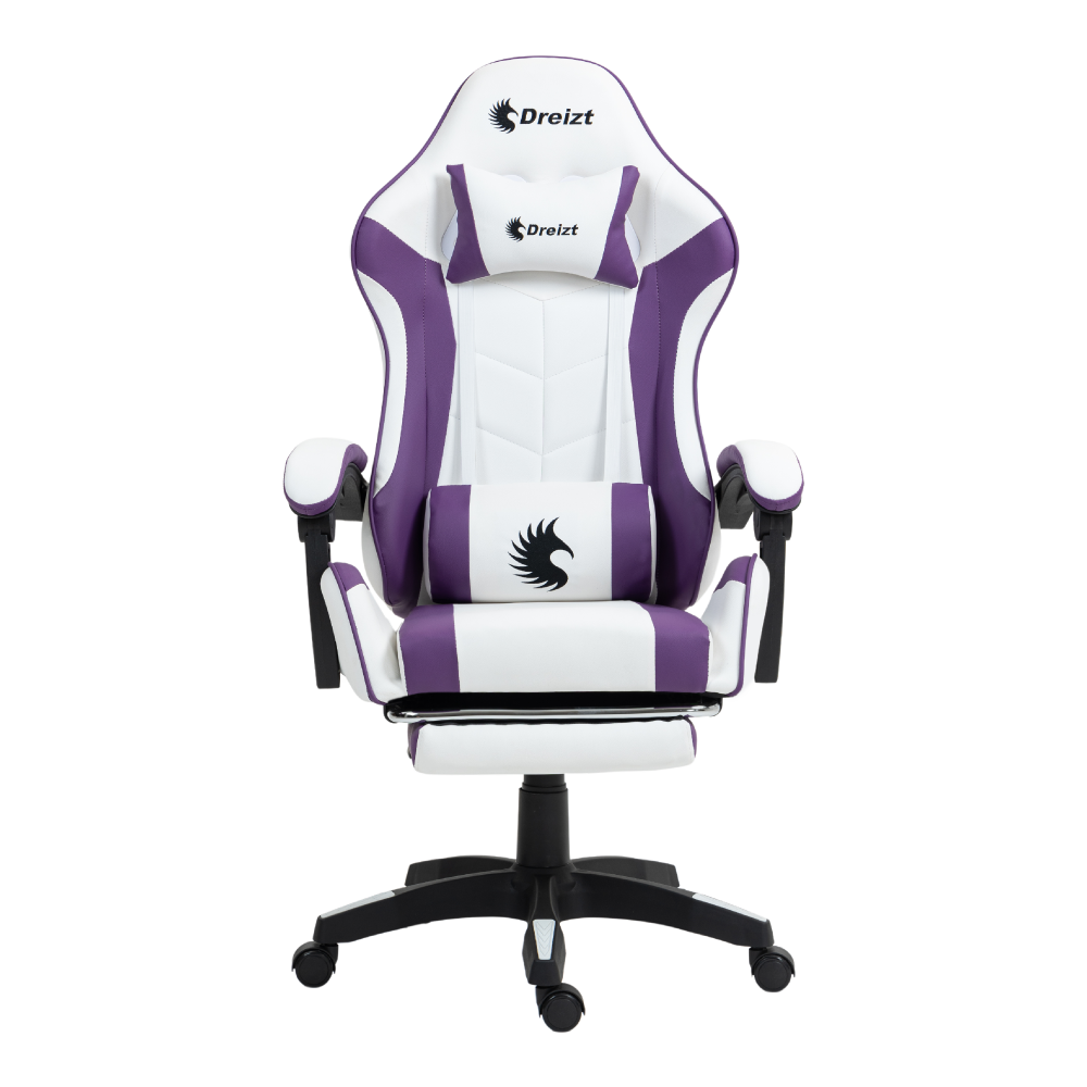 Silla Gamer Ergonómica Dreizt Shine Series Purpura y Blanco Con Posapies Reclinable