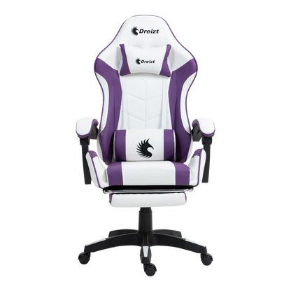 Silla Gamer Ergonómica Dreizt Shine Series Purpura y Blanco Con Posapies Reclinable