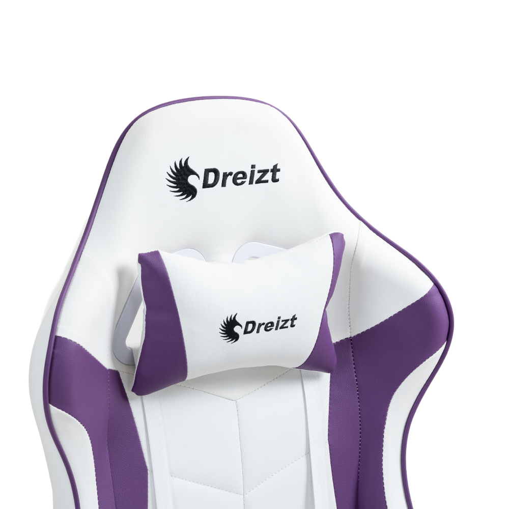 Silla Gamer Ergonómica Dreizt Shine Series Purpura y Blanco Con Posapies Reclinable