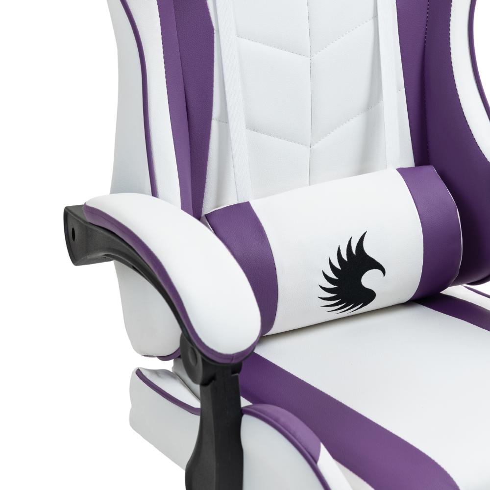 Silla Gamer Ergonómica Dreizt Shine Series Purpura y Blanco Con Posapies Reclinable