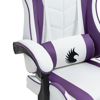 Silla Gamer Ergonómica Dreizt Shine Series Purpura y Blanco Con Posapies Reclinable