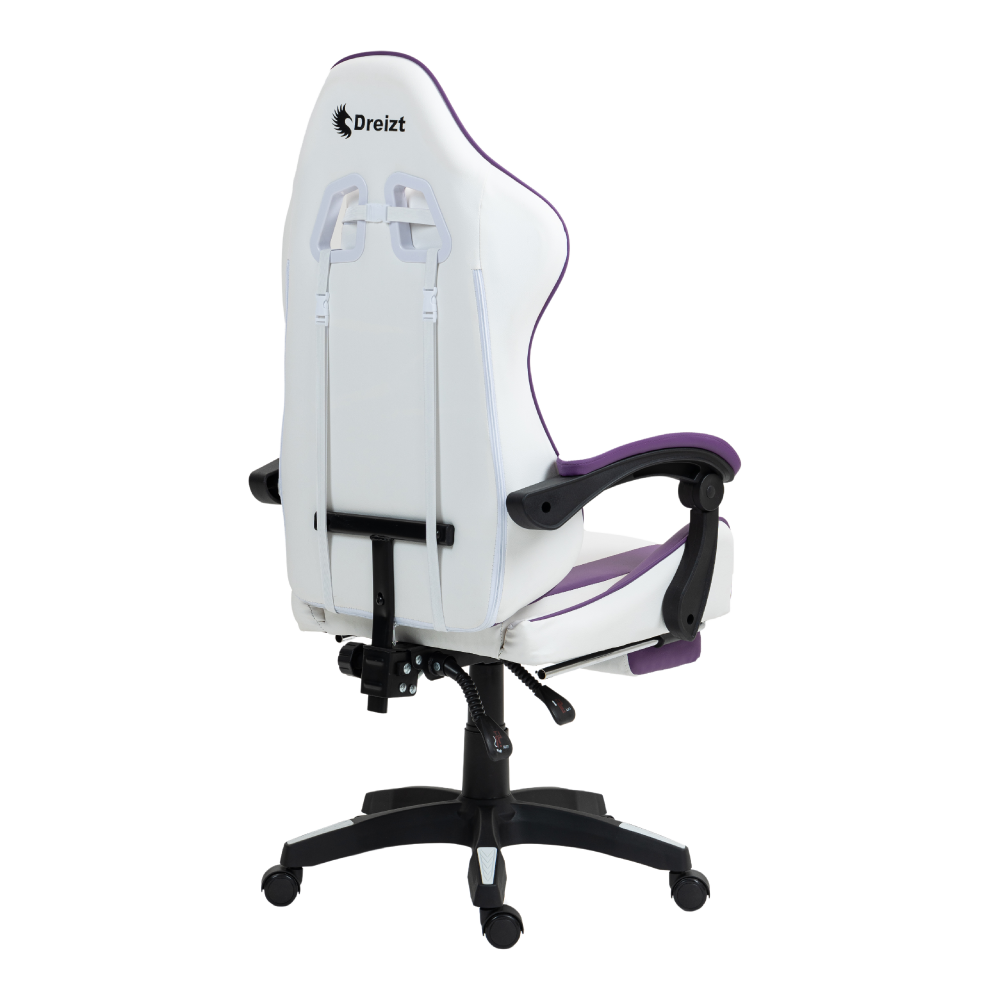 Silla Gamer Ergonómica Dreizt Shine Series Purpura y Blanco Con Posapies Reclinable