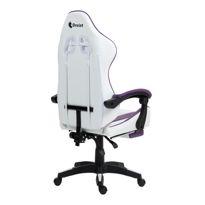 Silla Gamer Ergonómica Dreizt Shine Series Purpura y Blanco Con Posapies Reclinable