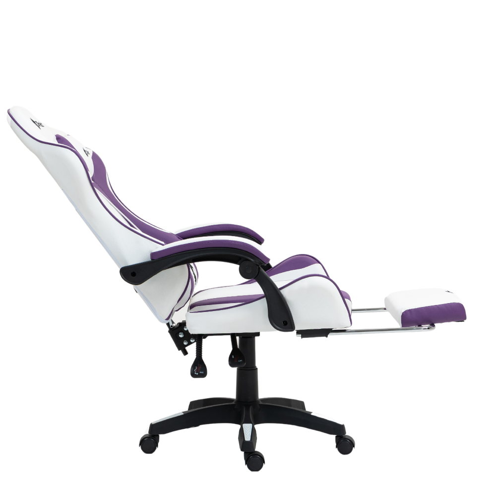 Silla Gamer Ergonómica Dreizt Shine Series Purpura y Blanco Con Posapies Reclinable