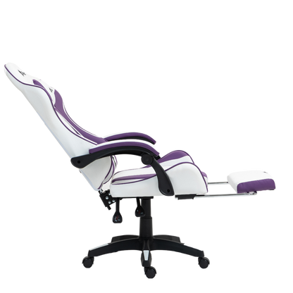 Silla Gamer Ergonómica Dreizt Shine Series Purpura y Blanco Con Posapies Reclinable