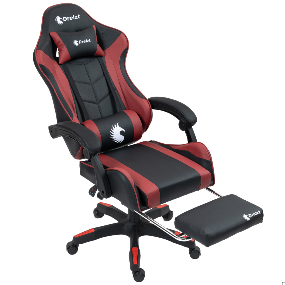 Silla Gamer Ergonómica Dreizt Shine Series Rojo Jam Con Posapies Reclinable