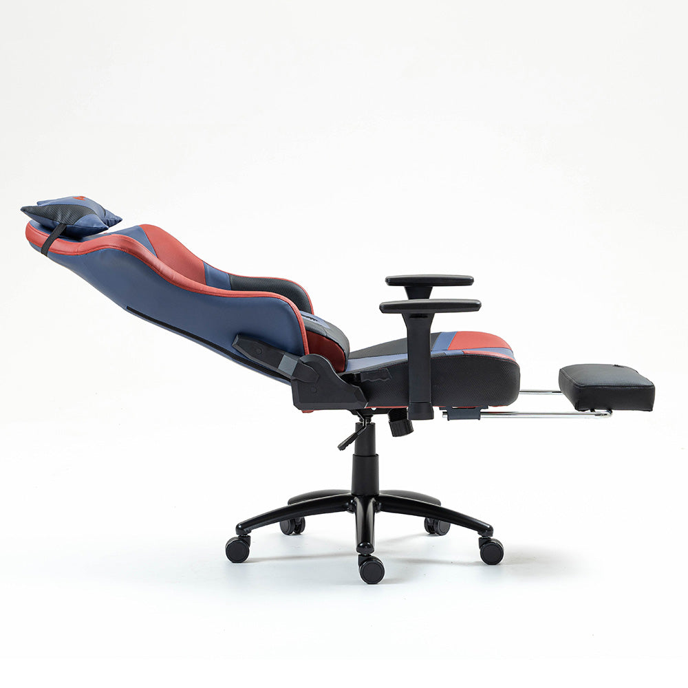 Silla Gamer Dreizt Heroes Series Azul Dark Premium Alta Calidad Reclinable Con Posapies Gas Lift Clase 4