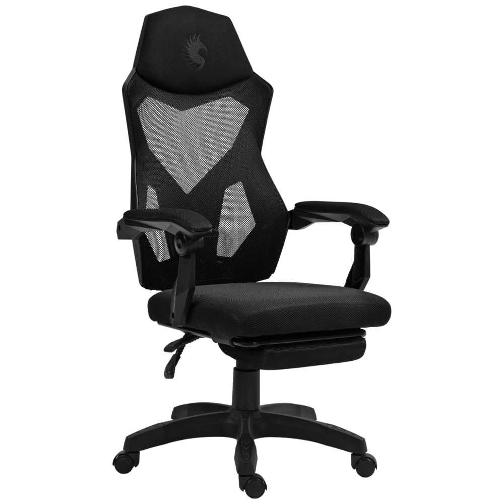 Silla Gamer Ergonómica Dreizt Mesh XL Negro Con Posapies Reclinable