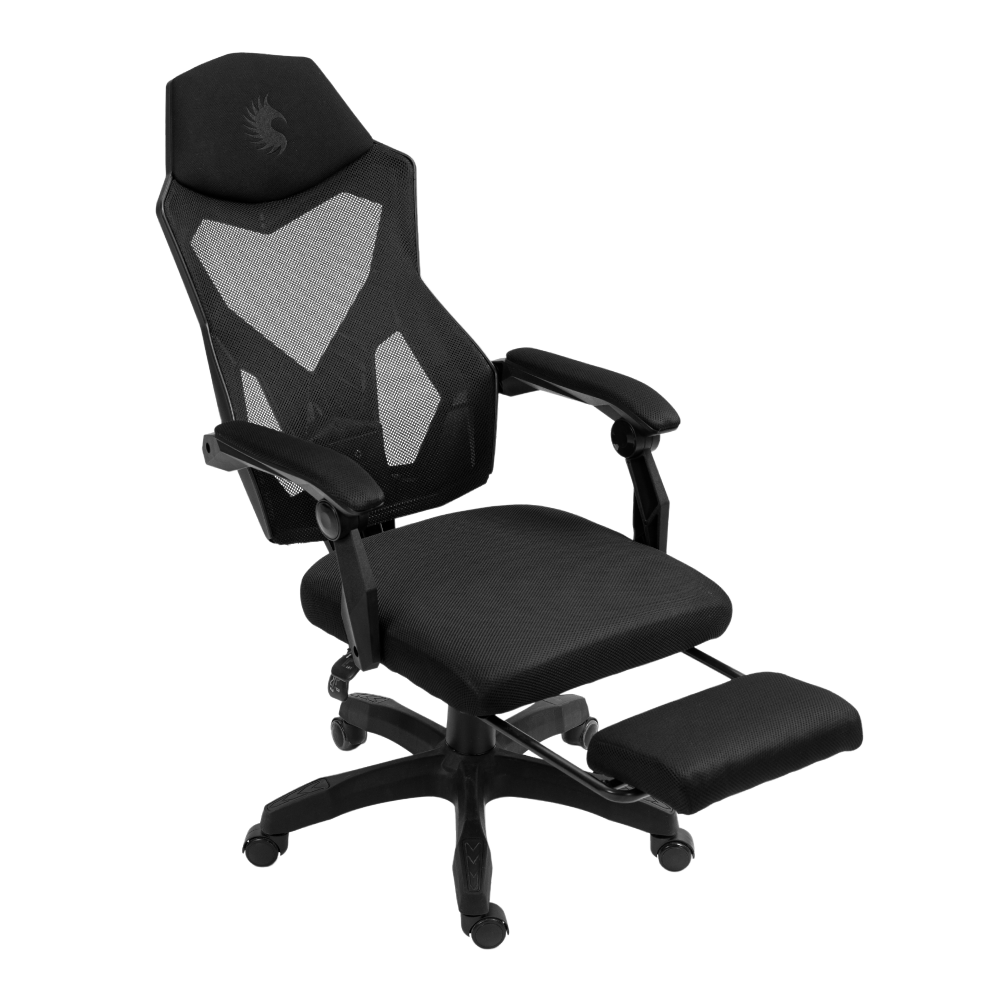 Silla Gamer Ergonómica Dreizt Mesh XL Negro Con Posapies Reclinable