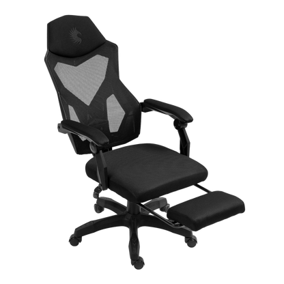 Silla Gamer Ergonómica Dreizt Mesh XL Negro Con Posapies Reclinable