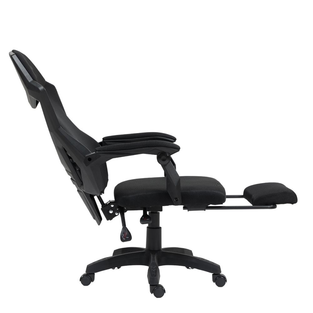 Silla Gamer Ergonómica Dreizt Mesh XL Negro Con Posapies Reclinable