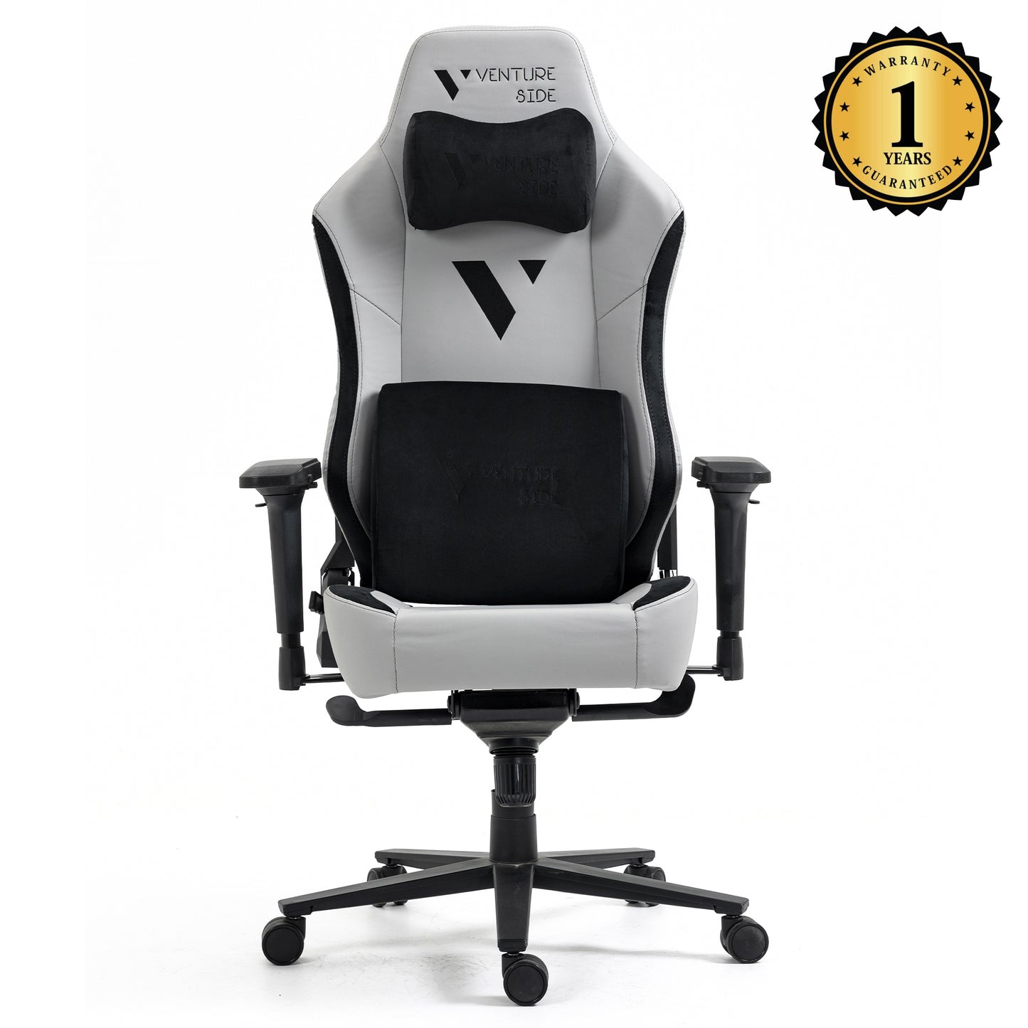 Silla Gamer Venture Side Prime Ash Gris Cuero Almohadilla Inteligente Magnetica Reclinable