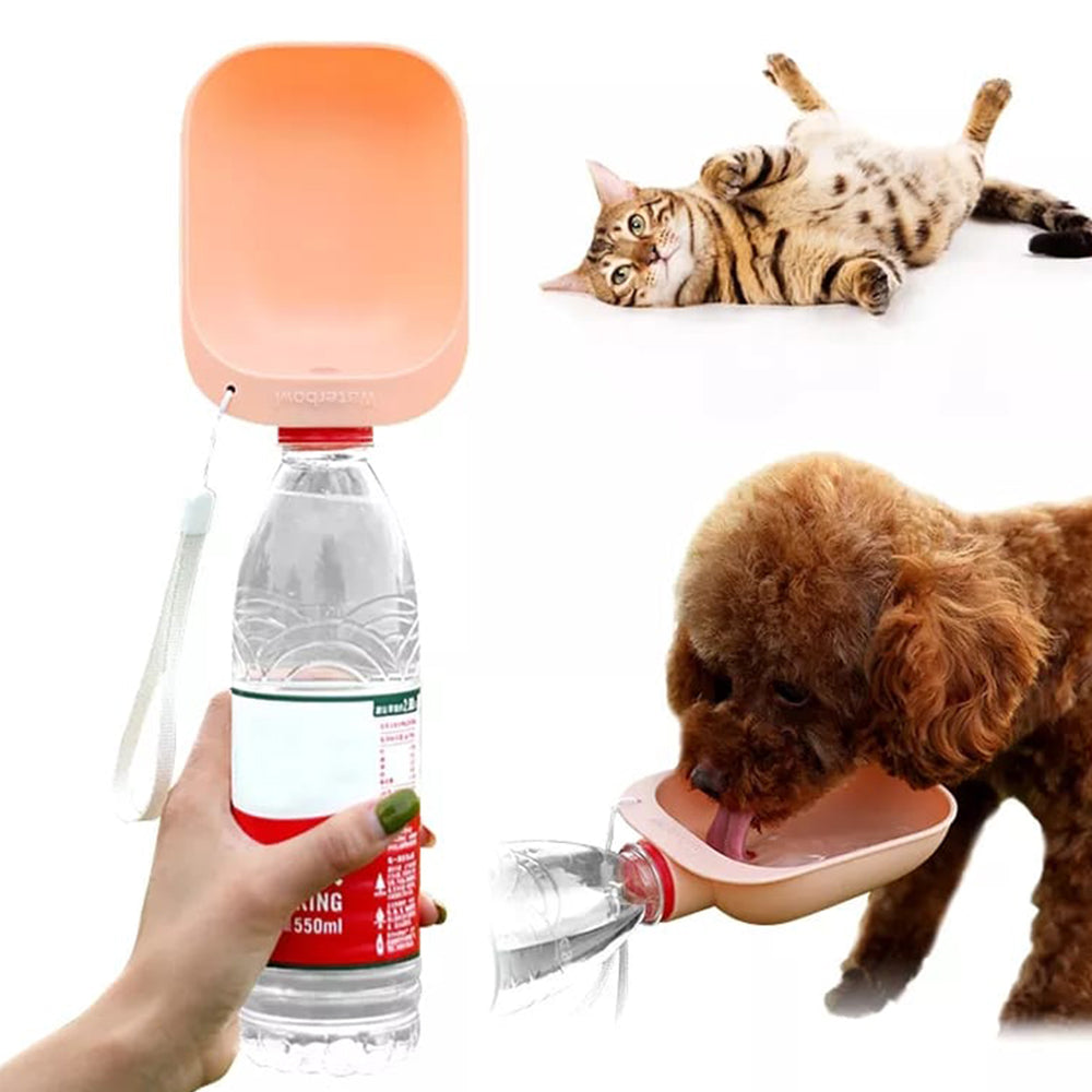 Bebedero Botella de Agua Portátil de Viaje para Perro Gato Mascota Rosado