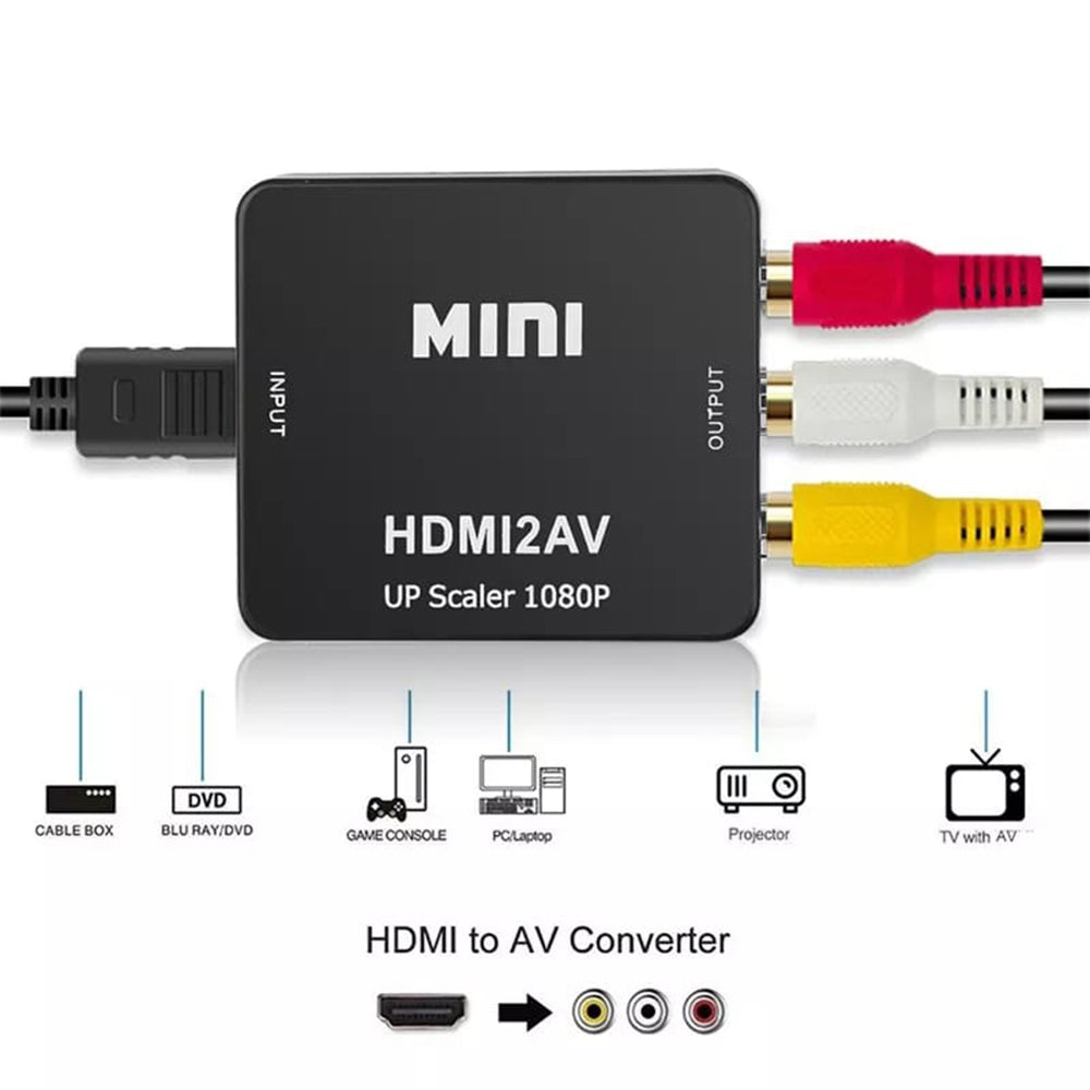 Convertidor Adaptador HDMI a AV RCA 1080p Full HD Video Negro E Bestprice