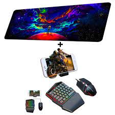 Combo Bluetooth Kit Combo Gamer 4 en 1 Teclado Gamer en una Sola Mano Rgb y Mouse Dreizt Pubg Free Fire + Mousepad 80x30 Galaxia