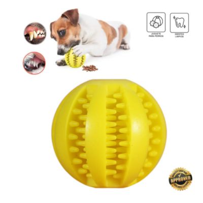 Pelota Interactiva Antiestrés Limpia Dientes para Perros MOS310023 Amarillo