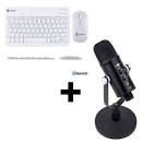 Combo Kit Teclado y Mouse Bluetooth Multidispositivo DT100 Blanco + Micrófono de Mesa Black Dreizt