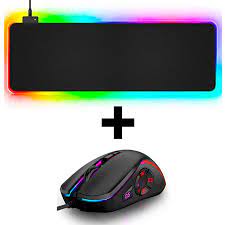 Combo Gamer Mousepad Dreizt RGB Multicolor XL 80cm x 30cm + Mouse Gamer Profesional D7200 PRO RGB