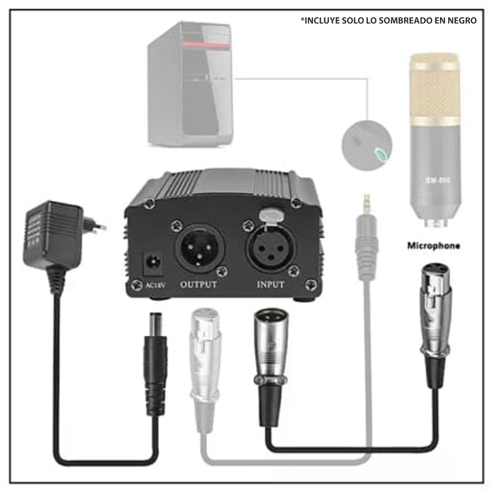 Phantom Power 48v Dreizt para Micrófono Condensador Youtube Estudio