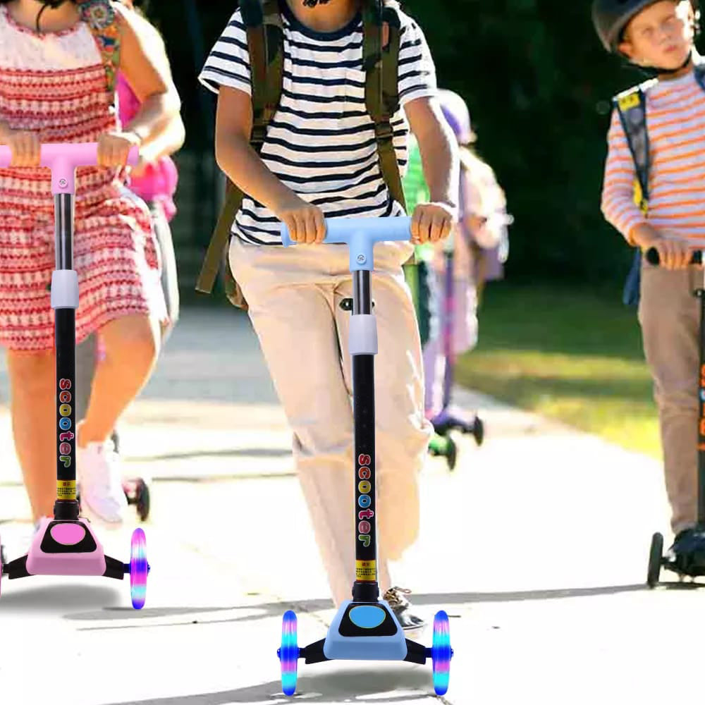 Scooter Plegable para Niños con Luces Multicolor Azul