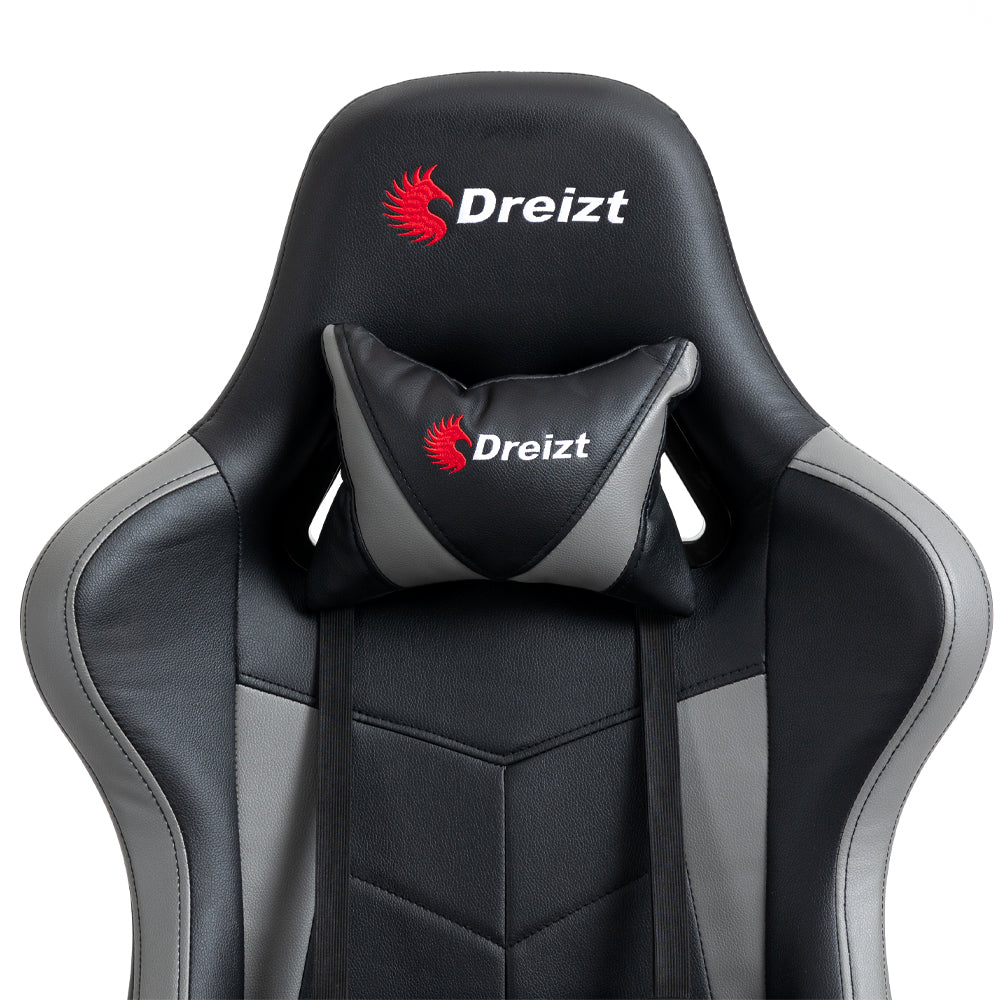 Silla Gamer Dreizt Apolo Series Plomo Pro 180° Reclinable Alta Calidad con Posapies