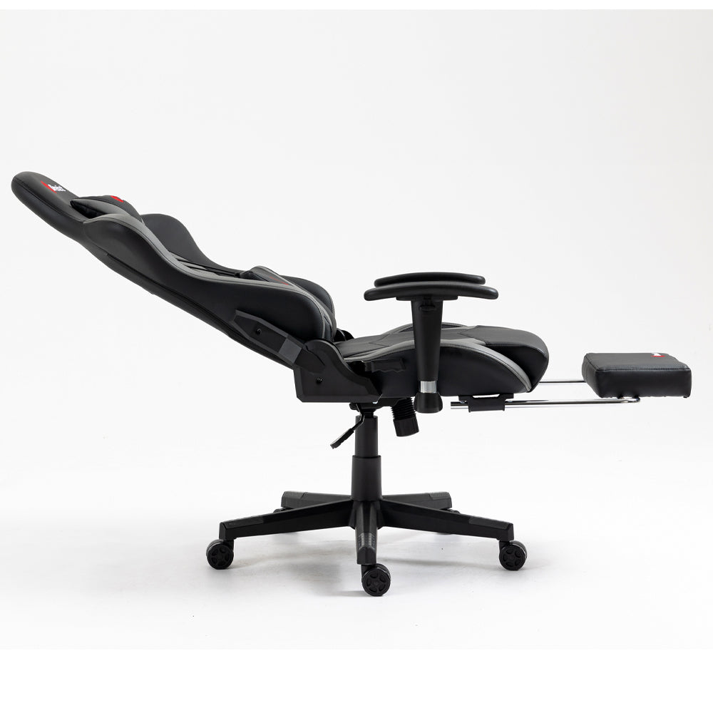 Silla Gamer Dreizt Apolo Series Plomo Pro 180° Reclinable Alta Calidad con Posapies