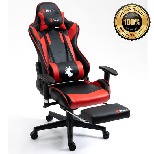 Silla Gamer Dreizt Optimus Series Rojo Pro 180° Reclinable Alta Calidad con Posapies