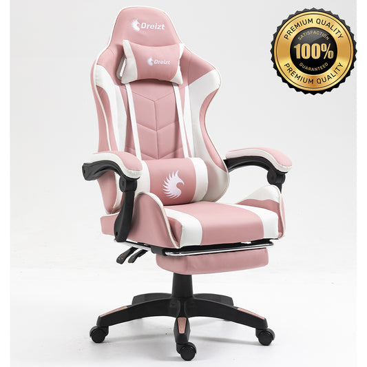 Silla Gamer Ergonómica Dreizt Shine Series Rosada Con Posapies Reclinable