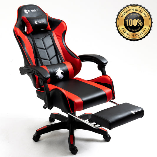 Silla Gamer Ergonómica Dreizt Shine Series Rojo con Posapies Reclinable